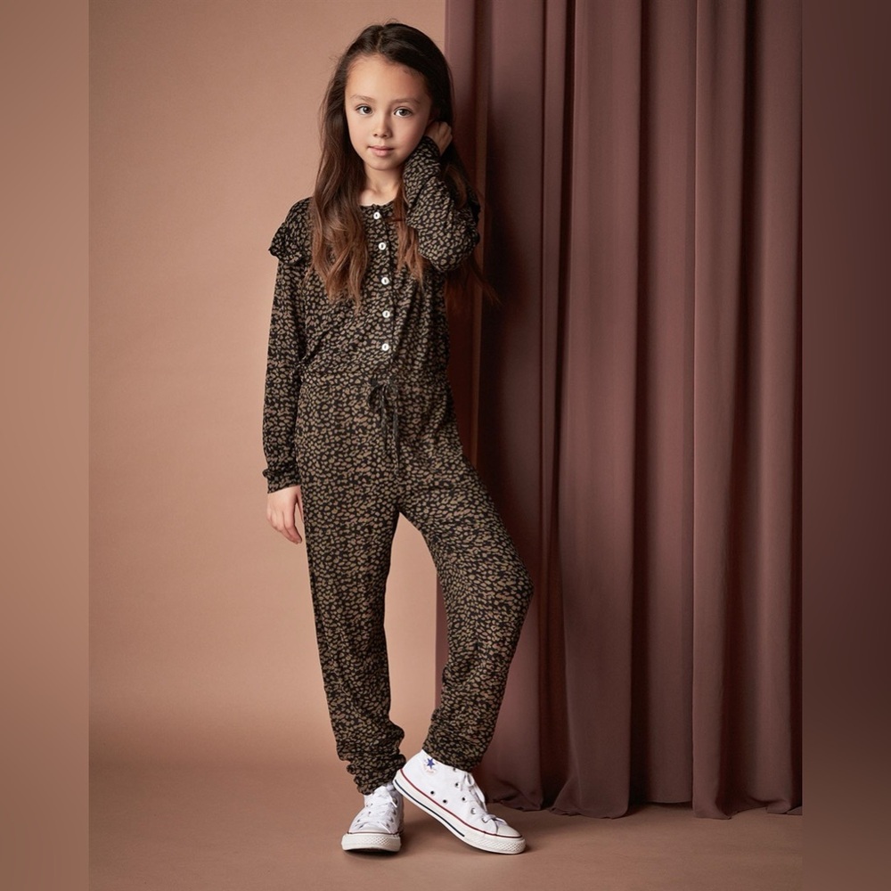 NWT CREAMIE Girl's Jersey Jumpsuit in Spot Print Size 14